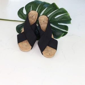 Lucky Brand Black Miller Cork  Wedges